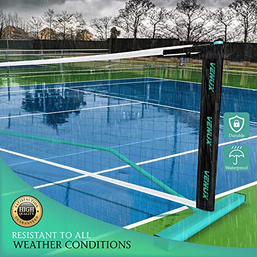 VENUX Portable Pickleball Net Set- Professional Pickleball Net System Complete Set 4 Upgraded Paddles 10 Balls + Carrying Bag Steel Metal Frame PE knotless Net Dual PVC Official Regulation Size