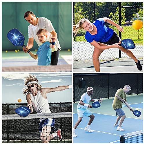 ULAOUL Pickleball Paddles Set of 2 Lightweight Pickleball Rackets Carbon Fiber Surface Polypropylene Honeycomb Core, 4 Pickleball Balls 2 Additional Cushion Grip Strips & 1 Portable Racquet Bag.