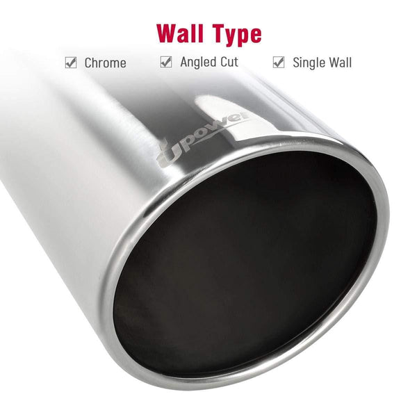 Upower Universal diesel tips inlet 4'' to outlet 7'' Exhaust Tips 18" Long Mirror Polish Stainless Steel Exhaust Tailpipe Bolt On