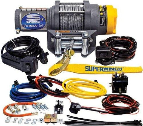 Superwinch 1135220 Terra 35 3500lbs/1591kg single line pull with roller fairlead, handlebar mnt toggle, handheld remote
