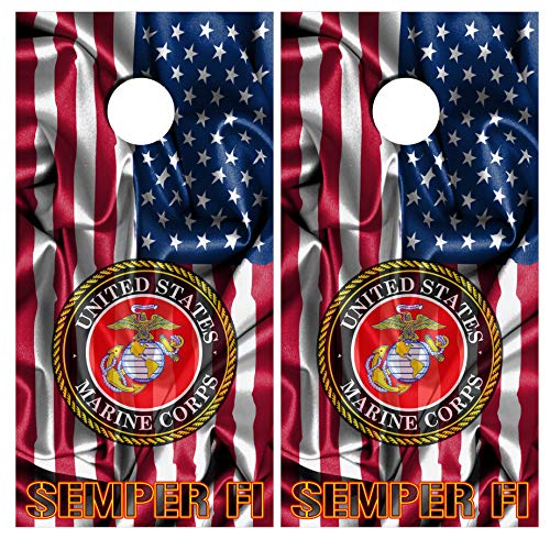 Cornhole Wraps USMC Marines Vinyl Decal Set Police LE