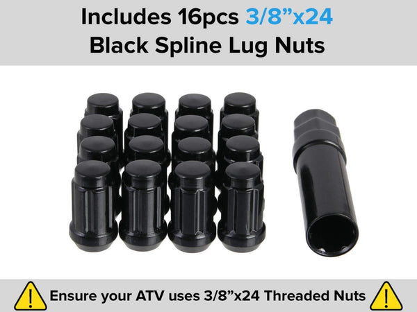 RockTrix RT104 14in ATV Wheels 4x156 Rims | 14x7 | 4+3 Offset | Includes 3/8x24 Spline Lug nuts | Compatible with Many Polaris Sportsman RZR Ranger UTV | 4/156 | Set of 4
