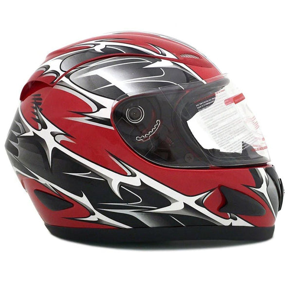 MMG 118S Motorcycle Full Face Helmet DOT Street Legal, Spikes Red, Medium, Includes 2 Visors Clear and Smoked Shield