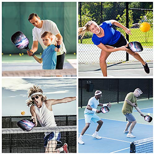 ULAOUL Pickleball Paddles Set of 2 Lightweight Pickleball Rackets Carbon Fiber Surface Polypropylene Honeycomb Core, 4 Pickleball Balls 2 Additional Cushion Grip Strips & 1 Portable Racquet Bag.