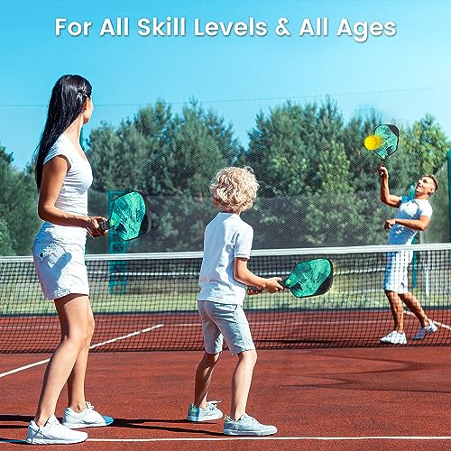 Benewid Pickleball Paddles, Pickleball Paddles Set of 2, Fiberglass Pickleball Set, Lightweight Pickleball Rackets, Pickleball Set with 4 Pickleball Balls and 1 Pickleball Bag Gifts for Men Women