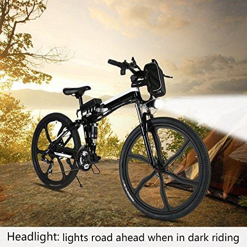 Kemanner 26 inch Electric Mountain Bike 21 Speed 36V 8A Lithium Battery Electric Bicycle for Adult (Black.-(Fold-Upgrade))