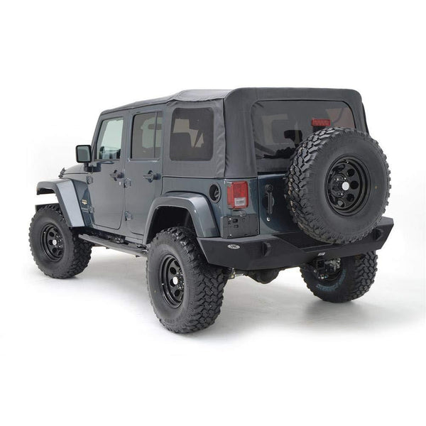 Smittybilt 76855 XRC Textured Black Rear Bumper with 2" Receiver Hitch and D-Ring Mounts