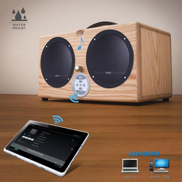 Pyle Bluetooth Marine Grade Flush Mount 2-Way Speaker System Amplified Full Range Stereo Sound Dual Cone Dome Waterproof Universal Use Vehicle Home with Aux 3.5mm Input Pair 6.5" 240 Watts (PLMRKT9)
