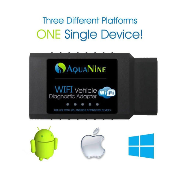 AquaNine OBD2 OBDII WiFi Car Diagnostic Scanner Code Reader Scan Tool for iOS, Android and Windows Devices - Read and Clear CEL Trouble Codes - Monitor Engine Performance with What The Pros Uses!