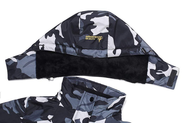 MOERDENG Men's Waterproof Ski Jacket Warm Winter Snow Coat Mountain Windbreaker Hooded Raincoat, Black Camo, Medium