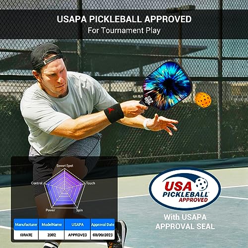 KIRATE Pickleball Paddles, 2023 USAPA Approved Carbon Fiber Surface Pickleball Set, Lightweight Pickleball Rackets, Pickle Ball Paddle Set for Men Women Pros Beginners.