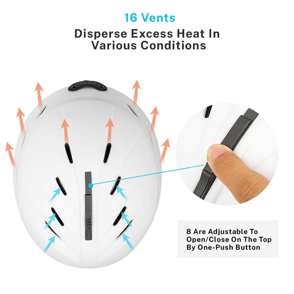 Gonex Ski Helmet with ASTM Certified Safety, Winter Anti-Shock Snowboard Snow Helmet with Adjustable Dial for Men Women Youth, with Storage Bag (White M)