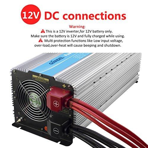 Giandel 5000W Heavy Duty Power Inverter 12V DC to 110V 120V AC with Remote Control and 4 AC Outlets & USB Port for RV Truck Boat