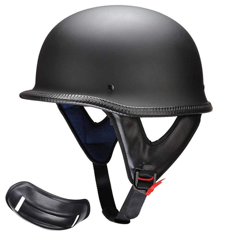 AHR Open Face DOT Motorcycle Half Helmet German Style Cruiser Chopper Biker Skull Cap Helmet Matte Black XL