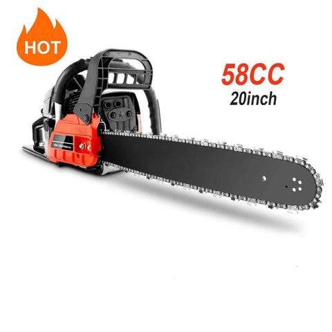couply Powerful Gas Chainsaw, 58CC 20" Chain Saw Cordless Gas Powered Chainsaw with 2 Stroke, Handed Petrol Gasoline Saw Woodcutting Saw for Garden, Farm and Ranch with Tool Kit