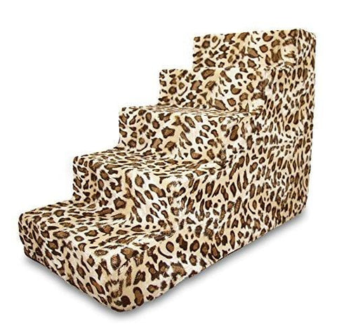 Best Pet Supplies ST225T-L Foam Pet Stairs/Steps, 5-Step, Animal Print