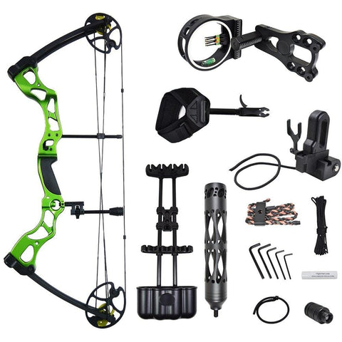 iGlow 40-70 lbs Green Archery Hunting Compound Bow with Elite Kit 175 150 60 55 30 lb Crossbow