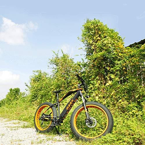 MZZK Electric Mountain Bike with 500W Brush-Less Geared Motor, 48V 13Ah Li-on Battery and 26 Inch Fat Tires - Falcon (Orange)
