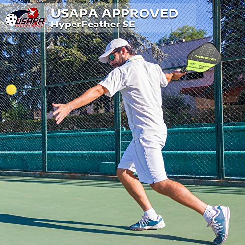 A11N HyperFeather SE Pickleball Paddles Set of 2 - USAPA Approved | 8OZ, Graphite Face & Polymer Core, Cushion Grip | 4 Outdoor Balls and 1 Sling Bag