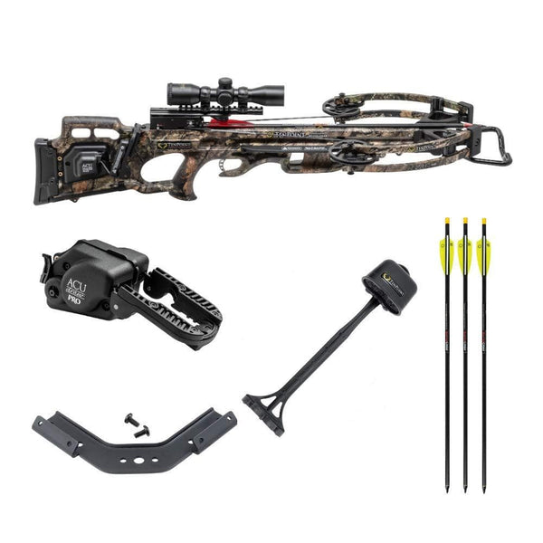 TenPoint Turbo M1 380 FPS Crossbow with ProView 3 Scope and ACUdraw PRO Kit with Hard Case, Nine Arrows, Nine Broadheads, Rail and Trigger Lubricant, and Cap (8 Items)