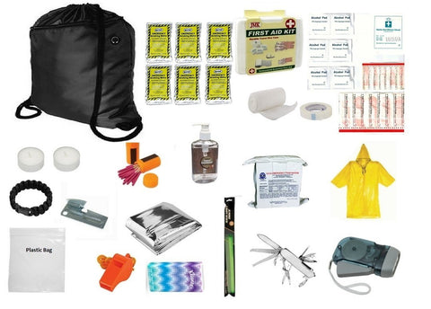 3 Day Emergency Food Water Blanket Whistle Flashlight 1st Aid Survival Kit 72 Hr (Black)