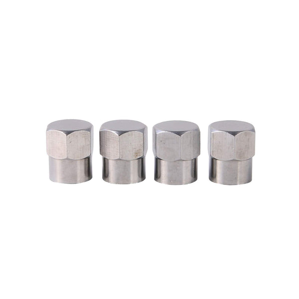 RockTrix - 4 Pieces - Silver Brass Valve Stem Caps Covers - Rubber Seal, Leak-Proof Air Protection, Heavy Duty - Universal Application