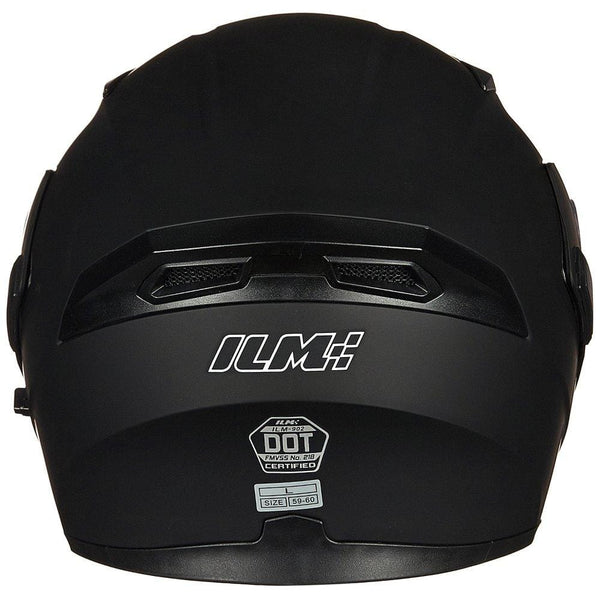 ILM Motorcycle Dual Visor Flip up Modular Full Face Helmet DOT 6 Colors (L, MATTE BLACK)
