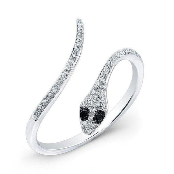 Rolex Jewells 0.25 ct Round Cut White Stone With Black Eyes Stone in White Gold Finish Slytherin Ring (8)