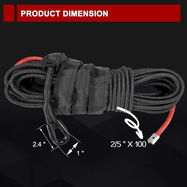 BUNKER INDUST Synthetic Winch Rope 3/8" x 85', 26000 Ibs Winch Cable Line with Winch Jacket Rope and Sleeve Protection for 4WD Off Road Jeep ATV UTV SUV Truck Motorcycle,1 Pcs Winch Rope Extension