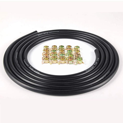Cococart 9.85-Foot Length Stretchy 1/4 Inch ID Fuel Line+20pcs 2/5" ID Hose Clamps for Kawasaki Kohler Briggs & Stratton Small Engines