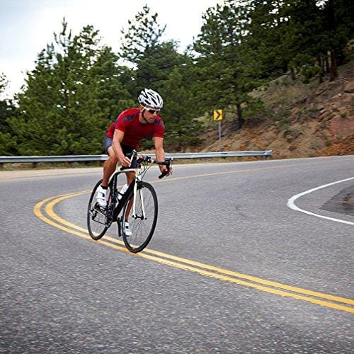 SAVADECK Aluminium Road Bike, R8 700C Carbon Fork Road Bicycle Light Aluminium Alloy Frame Road Bike with Shimano SORA R3000 18 Speed Derailleur System and Double V Brake Black Red 52CM