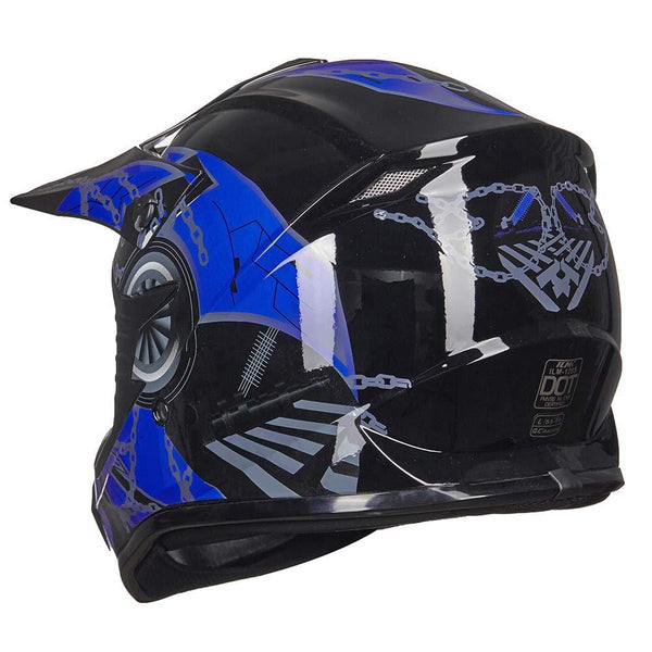 ILM Adult Youth Kids ATV Motocross Dirt Bike Motorcycle BMX MX Downhill Off-Road Helmet DOT Approved (BLUE BLACK, Adult-M)