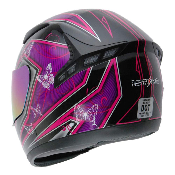 1STORM MOTORCYCLE BIKE FULL FACE HELMET BOOSTER Butterfly Pink Purple