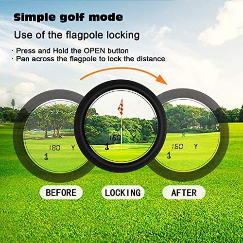 Golf Rangefinder, Laser Range Finder 660 Yard/6X with Slope/Pin/Range/Scanning Model, Wrist Strap, Carrying Bag for Golf Training, Competition - MLR04