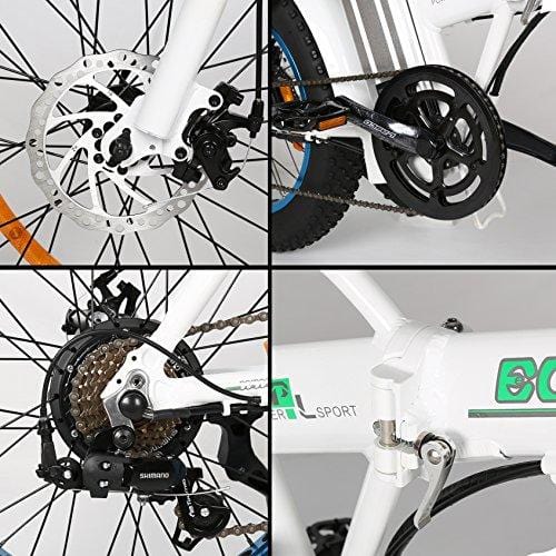 ECOTRIC 20" New Fat Tire Folding Electric Bike Beach Snow Bicycle ebike 500W Electric Moped Electric Mountain Bicycles … (White and Blue)