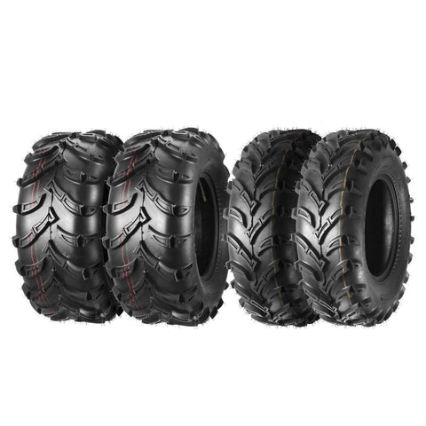 MaxAuto Full Set of 4 ATV/UTV Tires 25x8-12 25x8x12 Front & 25x10-12 25x10x12 Rear 6PR Mud