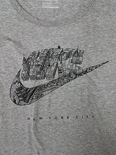 NIKE Women's City Print T-Shirt 799776-064 (Heather Grey/Black, Small)