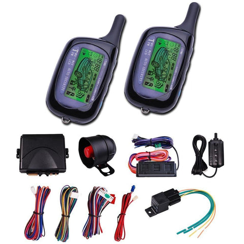 Yescom Vehicle Security Paging Car Alarm 2 Way LCD Sensor Remote Engine Start System Kit Automatic