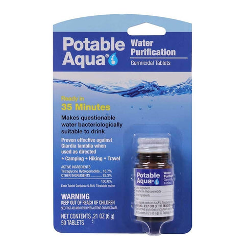 Potable Aqua Germicidal Water Purification Tablets - 50 count Bottle