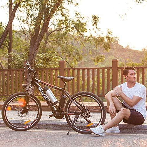 ANCHEER Power Plus Electric Mountain Bike, 26'' Electric Bike with Removable 36V 8Ah Lithium-Ion Battery, Shimano 21 Speed Shifter (Black)