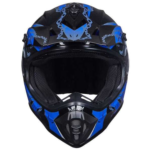 ILM Adult Youth Kids ATV Motocross Dirt Bike Motorcycle BMX MX Downhill Off-Road Helmet DOT Approved (BLUE BLACK, Adult-M)