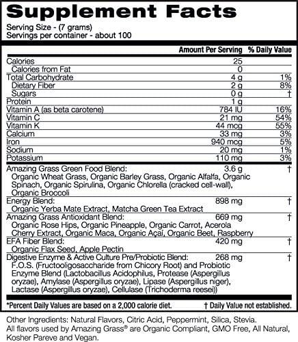 Amazing Grass Energy Green Superfood Organic Powder, Natural Caffeine with Wheat Grass, 7 Greens, Yerba Mate and Matcha Green Tea, Flavor: Lemon Lime, 100 Servings