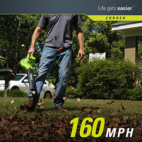 Greenworks 18-Inch Reel Lawn Mower with Grass Catcher 25062 + 7 AMP Blower  24012
