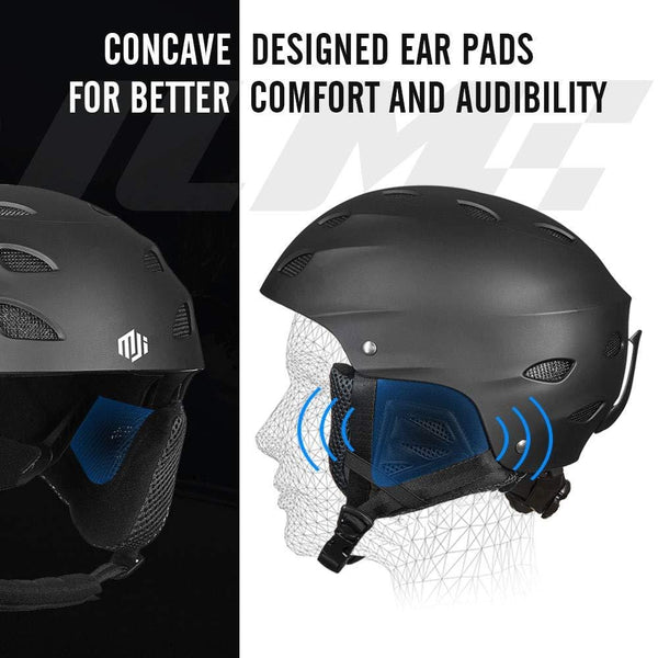 ILM Ski Helmet Snowboard Snow Sports Sled Skate Outdoor Recreation Gear for Men Women ASTM Certified (Black, L)