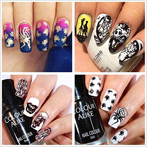 Nail Stamping Kit Christmas Nail Plates - Ejiubas Nail Stamping Plate Nail Art Stamping Kit Nail Polish Stamping Plate Set Halloween Nail Stamping Templates EJB X07 X08