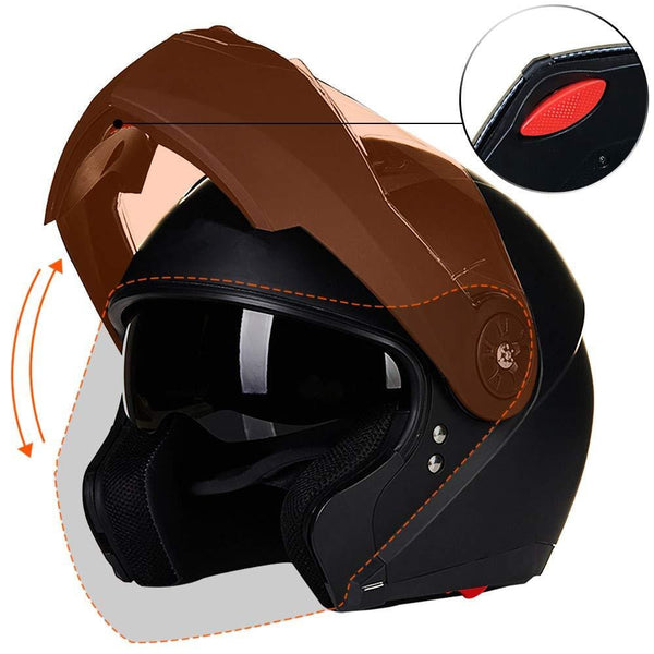 ILM 8 Colors Motorcycle Modular Flip up Dual Visor Helmet DOT (XXL, Matte Black)