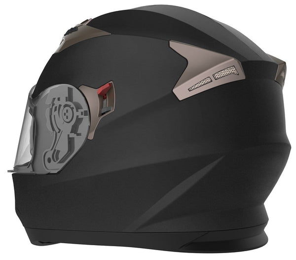 Motorcycle Full Face Helmet DOT Approved - YEMA YM-829 Motorbike Moped Street Bike Racing Crash Helmet with Sun Visor for Adult, Men and Women - Matte Black,XL
