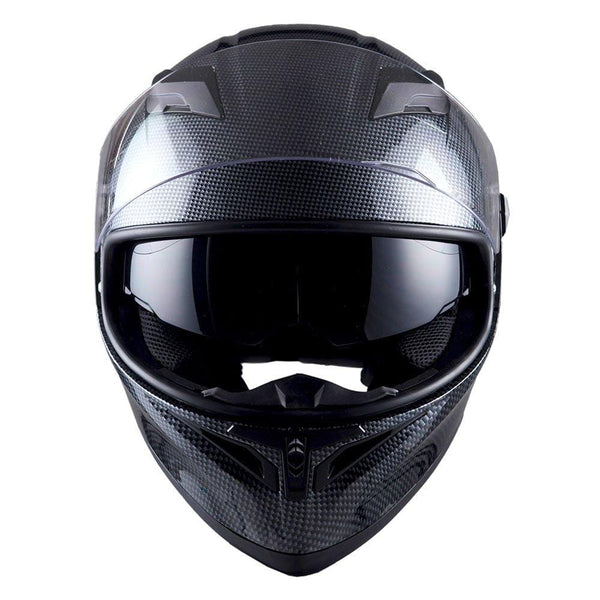 1STorm Motorcycle Street Bike Dual Visor/Sun Visor Full Face Helmet Mechanic Carbon Fiber Black, Size Large (57-58 CM,22.4/22.8 Inch)