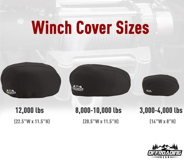 Winch Cover, 8000-10000 lbs Winches, Black Neoprene for Off-Roading 4x4