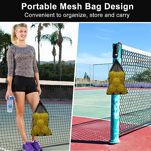 kisportee Pickleball Balls, USA Approved Pickleball, 40 Holes Outdoor Pickleball Balls for Sport Outdoor Play, Pickle Ball Balls with Bag, High Bounce & Durable, Good for All Pickleball Paddles